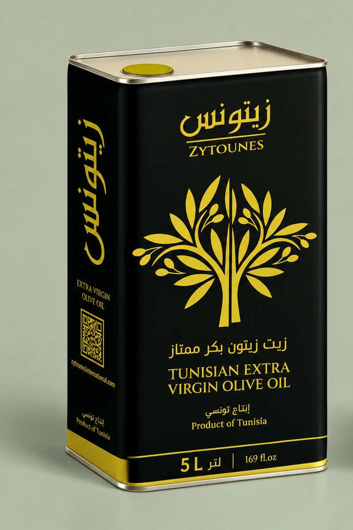 Zaytouns Tunisian extra virgin olive oil — black and gold 5 litre tin